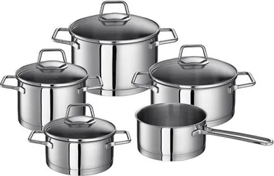 Immagine prodotto di Schulte-Ufer Maxi-Set Wega, set di pentole, acciaio inox 18/10, 5 pezzi, set 1046