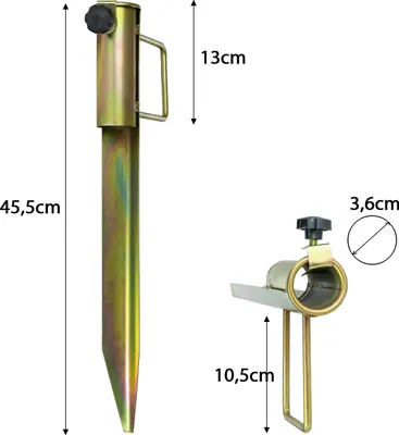Obrázek produktu pro Stojan na slunečník Moritz Erdspieß, Ø 35 mm, výška 45 cm, pozinkovaný kov – hrot do trávníku, zemní objímka, stojan na slunečník, držák na slunečník pro zahradu, pláž a kempování