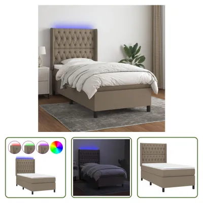 Produktbild von The Living Store Boxspringbett mit Matratze & LED Taupe 90x190 cm Stoff