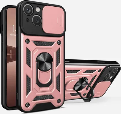 Produktbild von Armor Handyhülle für Apple iPhone 15 Kameraschutz Handy Panzer Case Cover Schutzhülle Outdoor Farbe: Rosegold