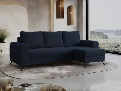Produktbild von Wohnzimmersofa mit Schlaffunktion und Bettkasten - HUGO-Non - Dunkelblau