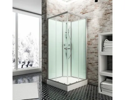 Produktbild von Fertigdusche SCHULTE Korfu 89 x 89 x 202 cm alu-natur