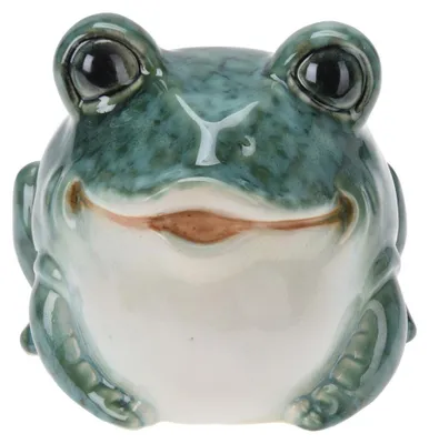 Produktbild von Froschfigur - Porzellan - 12 cm - sitzend lachelnd - Gartendekoration