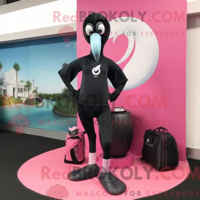 Produktbild von Schwarzes REDBROKOLY Flamingo-Maskottchen-Kostüm mit Yogahose und Tragetasche