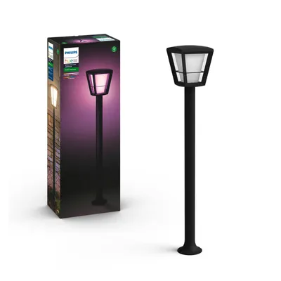 Produktbild von Philips Hue White and Color ambiance Econic Outdoor Wegeleuchte schwarz, Außensockel-/Pfostenbeleuchtung, Bluetooth/Zigbee, Schwarz, LED, Glas, Nicht austauschbare(s) Leuchtmittel