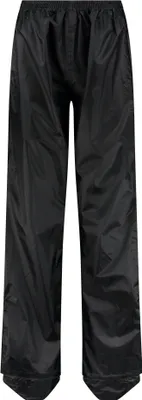 Produktbild von Regenhose Senior schwarz mit verschweißten Nähten, Schuhabdeckung und dreieckigem Einsatz am Bein