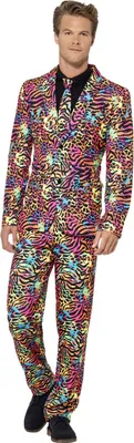 Produktbild von Smiffys - Tierprint-Kostüm-Anzug für Herren, Neon SM3551 (M) (Bunt)