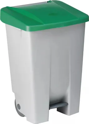 Image de Poubelle à pédale grise/verte, capacité : 80 litres