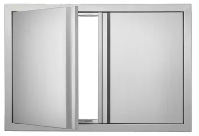 Obrázok produktu pre Prístupové dvierka na gril VEVOR, 774 x 532 mm, dvojité dvierka do vonkajšej kuchyne, dvierka z nehrdzavejúcej ocele na zapustenie, vertikálne nástenné dvierka so zasúvacími rukoväťami, pre grilovací ostrovček, grilovaciu stanicu, vonkajšiu skrinku