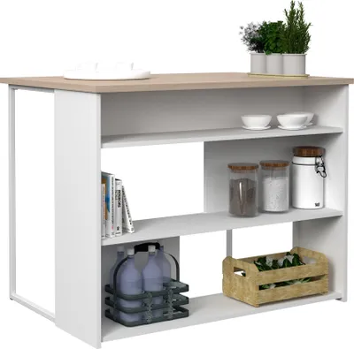 Produktbild von Bartisch und Kücheninsel Slam 116cm - Eiche/Weiß