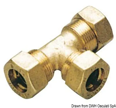 Immagine prodotto di Raccordo a T in ottone per tubo di rame 10 mm, 1 pezzo