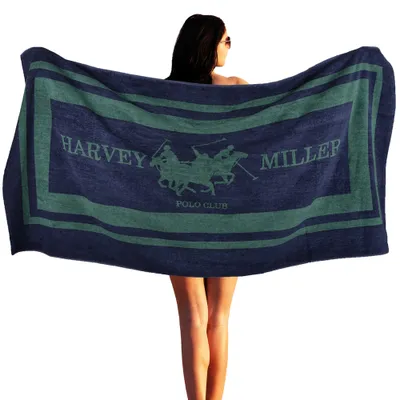 Produktbild von EG|Harvey Miller Polo Club 140 x 70 Strandtuch mit Gymbag HRM4432 Green/Navy