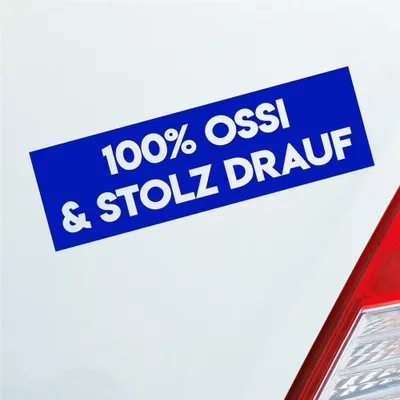 Produktbild von Auto Aufkleber 100% Prozent Ossi und stolz Drauf 20x6 cm Dunkelblau Sticker Heckscheibenaufkleber