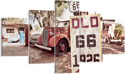Produktbild von Bild auf Leinwand - Leinwandbild - Straße alt 66 USA - 125x70cm - Wand Bild - Wanddeko - Wandbilder - Leinwanddruck - Bilder - Kunstdruck - Wanddekoration - Leinwand bilder - Wandkunst - EA125x70-3562