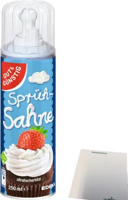 Produktbild von Gut & Günstig Sprühsahne 30% Fett 1er Pack (1x250ml Dose) + usy Block