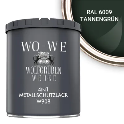 Produktbild von Metallschutzlack 4in1 Metalllack Metallfarbe Metallschutzfarbe W908 Tannengrün - 750ml