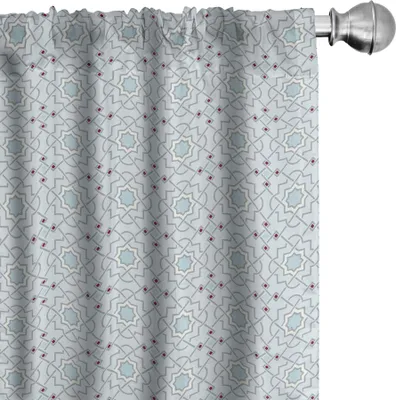Produktbild von ABAKUHAUS Orient Vorhänge, Gardinen, Orientalisches marokkanisches Art-traditionelles Motiv mit Mosaik-Art-Effekt-ethnischer Grafik, 2 Stück 75 x 245 cm, Baby blau