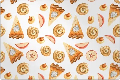 Produktbild von Küchenmatte 140x210 cm Vinylmatte Bodenmatte Dekoration - Kürbiskuchen Äpfel und Kekse