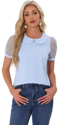 Produktbild von Solidchoice – Damenbluse mit Puffärmeln und Stehkragen, Hellblau