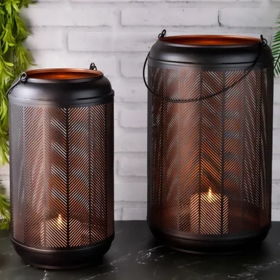 Produktbild von 2er Set Marrakesch Gartenwindlicht Windlicht 37cm und 32cm | Windlichter für Draußen Valkea modern als Gartendeko