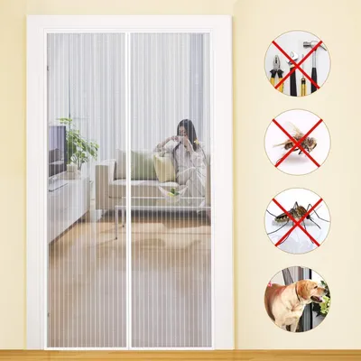 Produktbild von Fliegengitter Balkontür 90x230cm Weiß Magnet Insektenschutz Ohne Bohren Einfache Montage