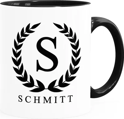 Produktbild von Namenstasse personalisierte Kaffee-Tasse mit Namen und Initiale Monogramm persönliche Geschenke SpecialMe® mit Namen Inner-Schwarz Keramik-Tasse