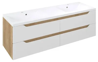 Produktbild von Sapho WAVE Doppelunterschrank 149,7x50x47,8cm, weiß/Eiche Alabama