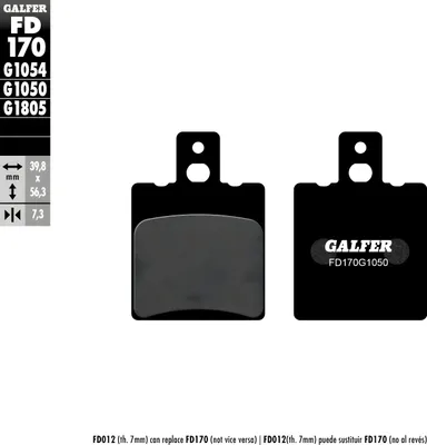 Immagine prodotto di Pastiglie freno Galfer FD170G1050 Semi-Metall SCOOTER posteriori per Aprilia Pegaso Cat. RX P RS Extrema Replica 125 cc anno di costruzione 1993 - 2005