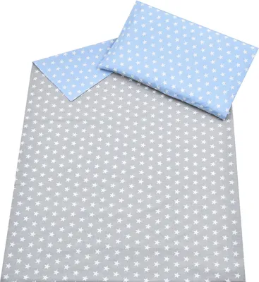 Produktbild von Baby-Delux Babybettwäsche Kinderbettwäsche 2 Tlg. 100 x 135cm Bettwäsche Sterne Grau Blau