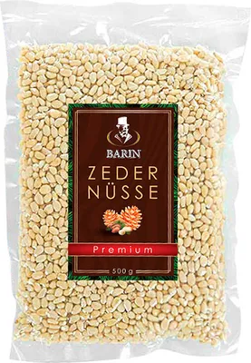Produktbild von BARIN geschälte sibirische Zedernüsse Premium 500g, reich an Vitaminen und Mineralstoffen, ohne jegliche Zusätze, Alternative zu Pinienkerne