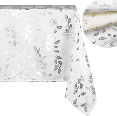 Produktbild von Domarex Hochwertige Weihnachts-Tischdecke 110x160 cm – Fleckenfest & Wasserdicht, langlebig & pflegeleicht, ideal für Tische -Stechpalme