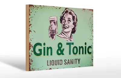 Produktbild von Holzschild Alkohol 30x20cm Gin & Tonic liquid sanity