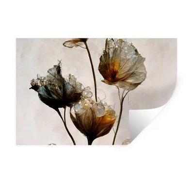 Produktbild von MuchoWow® Wandtattoo Wandsticker Wandaufkleber Vintage - Blumen - Pflanzen - Abstrakt 120x80 cm Selbstklebend und Repositionierbar - Selbstklebend - Fototapeten
