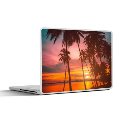 Produktbild von MuchoWow® Laptop Aufkleber Sticker Cover Meer - Palme - Sonnenuntergang - Strand - Silhouette 36.5x27.5 cm - Laptop-Sticker