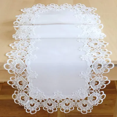 Immagine prodotto di Runner da tavola INES bordo in pizzo vintage bianco poliestere 40 x 140 cm