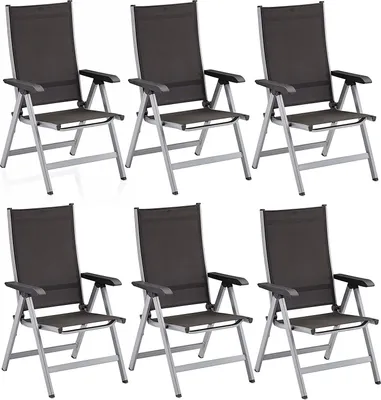 Produktbild von Kettler Set 6 Stück Basic Plus Klappsessel Multipositionssessel Silber Anthrazit