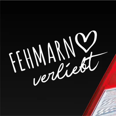 Produktbild von Auto Aufkleber Fehmarn verliebt Herz Insel Ostsee Liebe Car 19x8 cm Weiss Glanz Sticker Heckscheibenaufkleber
