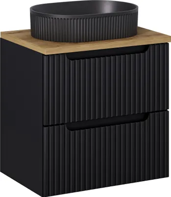 Immagine prodotto di Mobile Bagno 60 Cm Nero Con Piano E Lavabo Da Appoggio