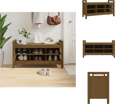 Produktbild von vidaXL Flurbank Honigbraun 110x40x60 cm Massivholz Kiefer -  Truhen- & Flurbänke