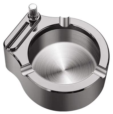 Zdjęcie produktu dla Popielniczka metalowa retro popielniczka na papierosy - Stal nierdzewna - 3 rowki na papierosy - Do użytku na zewnątrz i w biurze