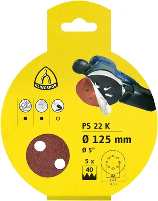 Immagine prodotto di Disco abrasivo Klingspor PS 22 K diametro 125 mm grana 40 antiaderente - 241614