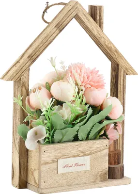 Image de Panier de fleurs artificielles à suspendre Unique Wall Decorative Planter Flower Basket with Artificial Flowers for Home Living Room