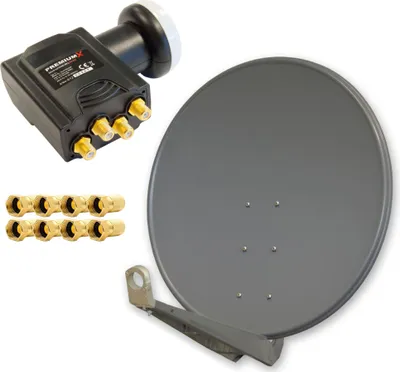 Produktbild von PremiumX DELUXE100 SAT Antenne Aluminium Anthrazit Quad LNB 8x F-Stecker