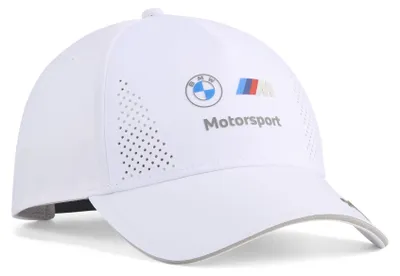 Produktbild von BMW Team Cap Puma 2026, Offizieller Fanartikel, Weiße Kappe mit Mesh-Belüftung, BMW M Motorsport Logo-Patch, 100% Polyester