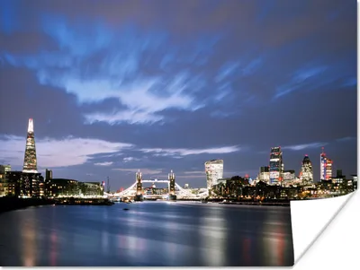 Produktbild von MuchoWow® Poster Londoner Skyline am Abend 160x120 cm - Foto Plakat