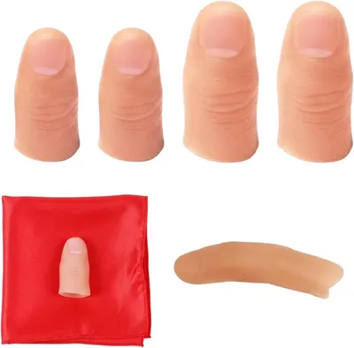 Productafbeelding van Magische duim accessoires - Set van 5 - Magische vingers voor tovertrucs - 1 rode trainingszakdoek