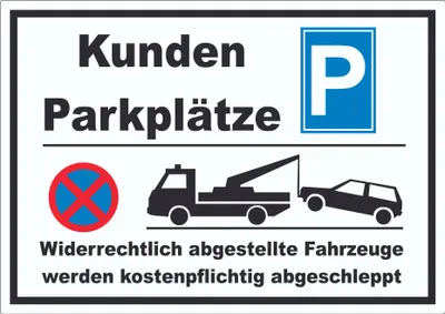 Produktbild von Kundenparkplätze Aufkleber Widerrechtlich abgestellt Fahrzeuge w. abgeschleppt A0 (841x1189mm)