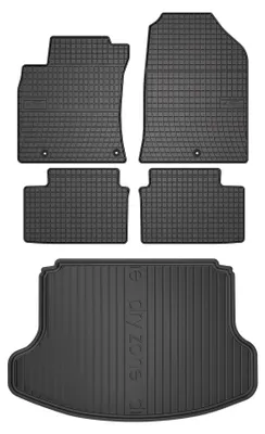 Image de Tapis en caoutchouc + bac de coffre pour Hyundai i30 III 2017- (liftback, plancher fixe) – 5 pièces, noirs, sur mesure