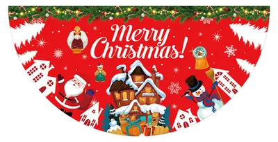 Produktbild von Weihnachtsbanner, halber Fächer, Flagge für drinnen und draußen, Weihnachtsfeierdekoration, Polyester-Türvorhang für Wohnzimmerwand, Kamin