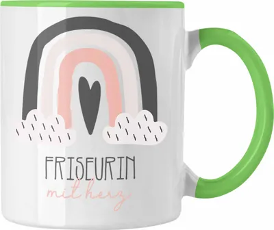 Produktbild von Trendation - Friseurin Tasse Geschenk Danke Kaffeetassse Geschenkidee für die beste Friseurin mit Herz Spruch (Grün)